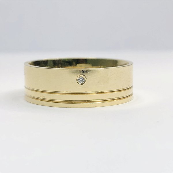Par de Alianças 7mm com Pedra de Zircônia - Cuba - Ouro 18k