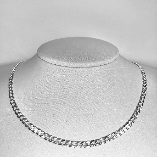 Corrente Grummet (1x1) - 4mm x 35cm - Prata 925