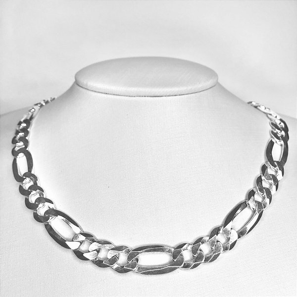 Corrente Masculina 3x1 - 12mm x 35cm - Prata 925