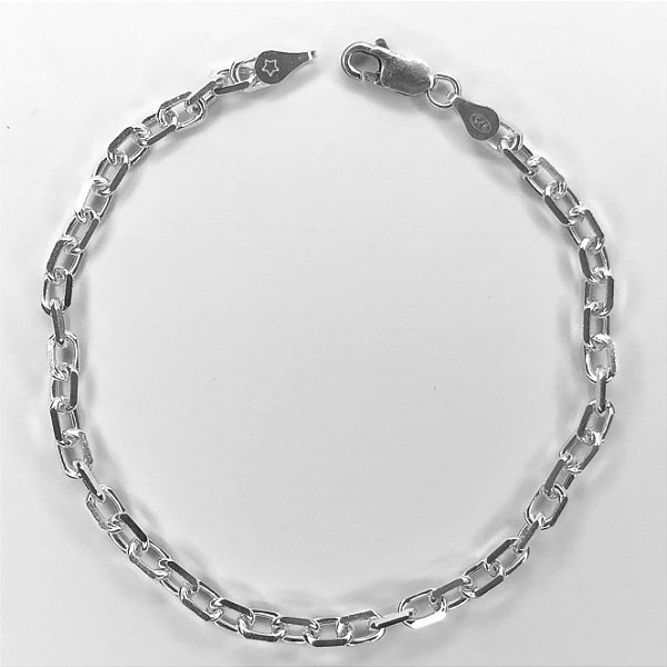 Pulseira Masculina - Elo cadeado 3mm - Prata 925