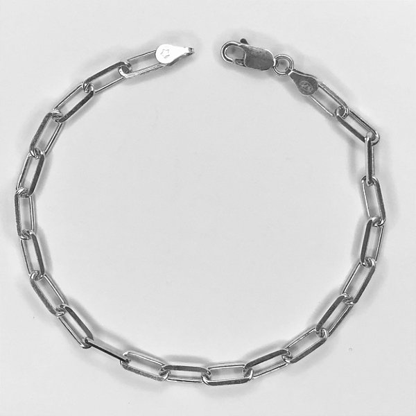 Pulseira Masculina - Elo cadeado 4mm - Prata 925