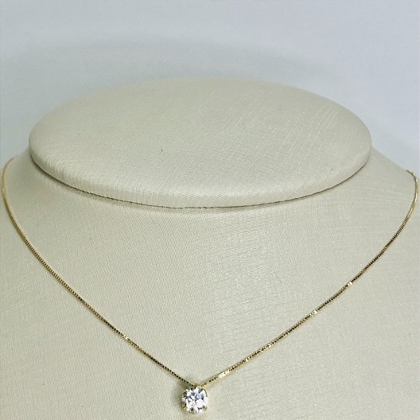 Colar Ponto de Luz - Pedra Natural em Ouro 18k