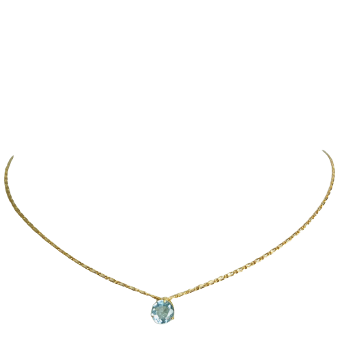 Colar Ponto de Luz - Pedra Natural em Ouro 18k