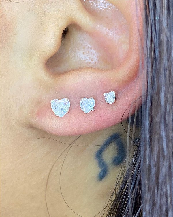 Conjunto de Brincos Prata 925 Brilhantes