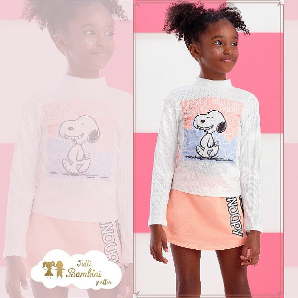 Conjunto Inverno 2022 Snoopy Coloring Nature 090 Manga Curta Petit Cherie