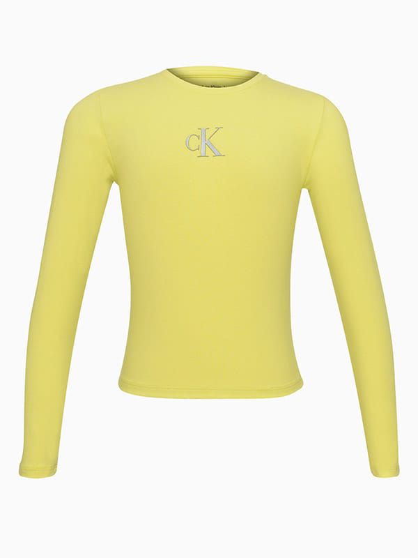 Camiseta Crop Cotton Amarelo Fluor Calvin Klein - 603012