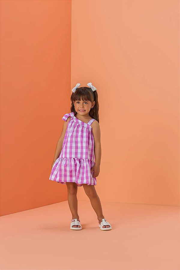 Vestido Lilás Xadrez Elegante Mon Sucré