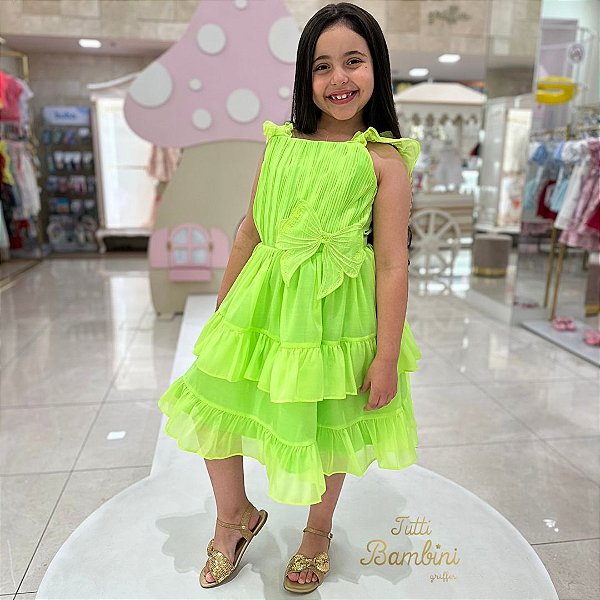 Vestido neon infantil | Vestido verde neon festa | vestido infantil - Tutti  Bambini - Loja de Roupas infanto-juvenil multimarcas
