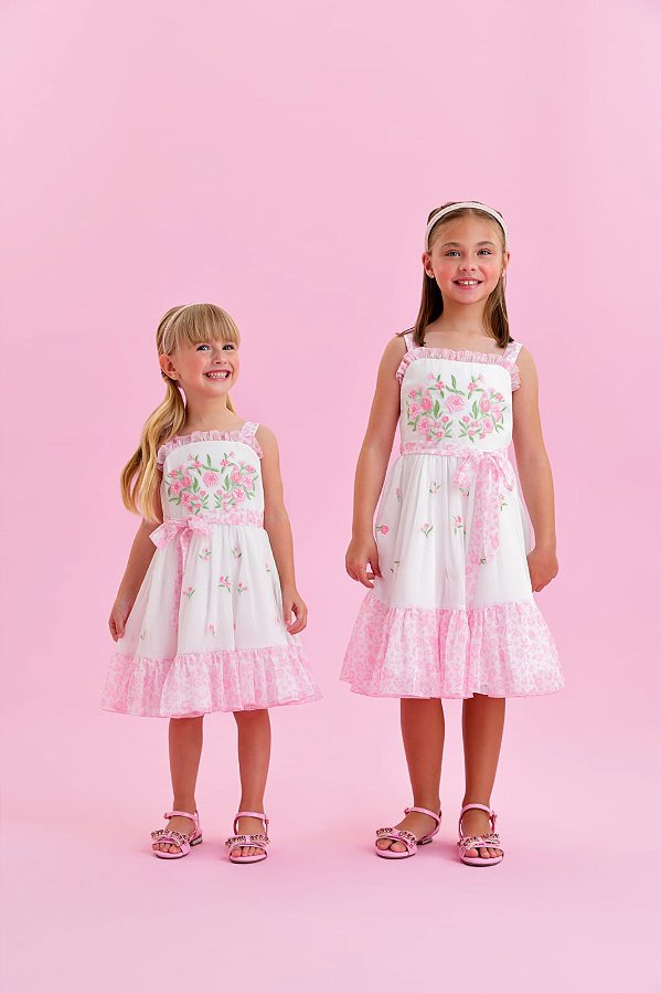 Vestido branco com flores petit cherie - vestido infantil petit cherie -  Tutti Bambini - Loja de Roupas infanto-juvenil multimarcas