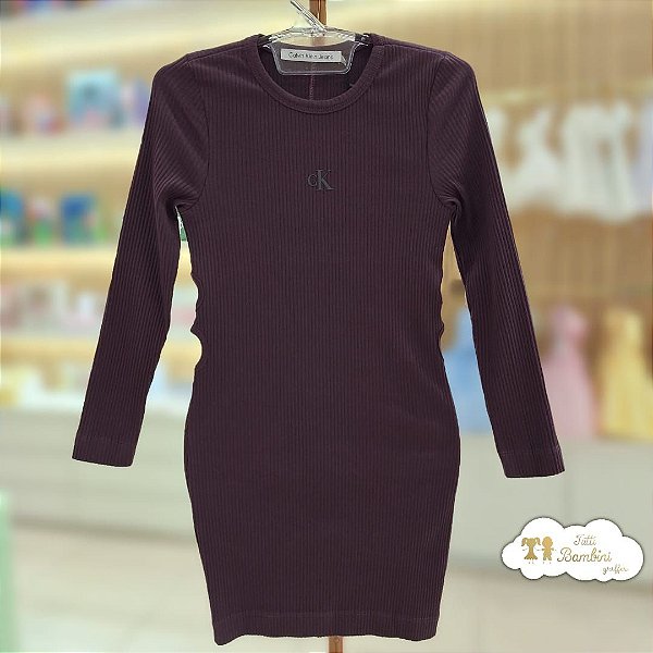 Vestido Ml Girl Abertura Laterail Berinjela Calvin Klein - 5590501