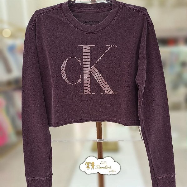 Blusa Manga longa Girl Piquet Berinjela Calvin Klein 779050