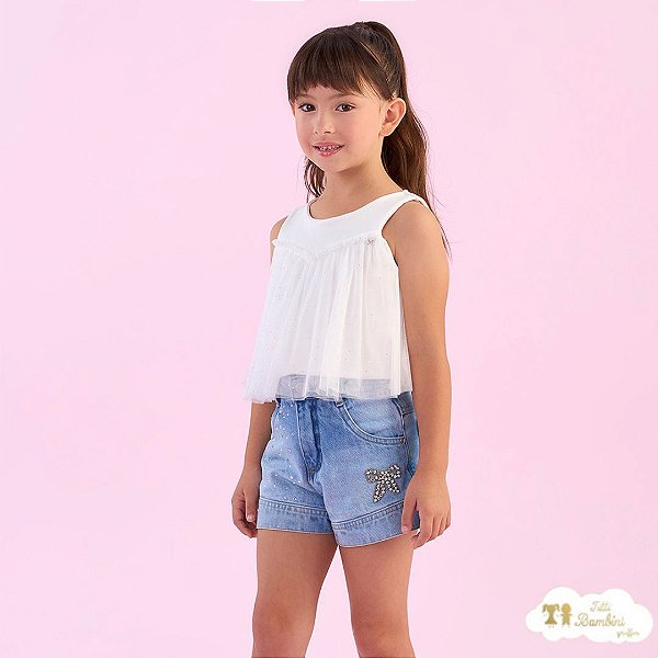 Conj. Verao 2025  Resort Chic Shorts Jeans - 356