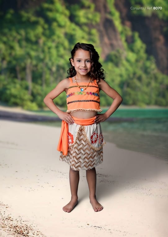 Laranja-conj Saia e Blusa Princesa Floresta Douvelin-8070
