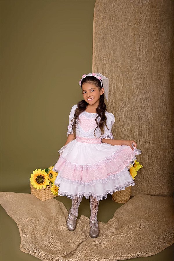 Vestido de Noiva Junino Branco Douvelin-9043