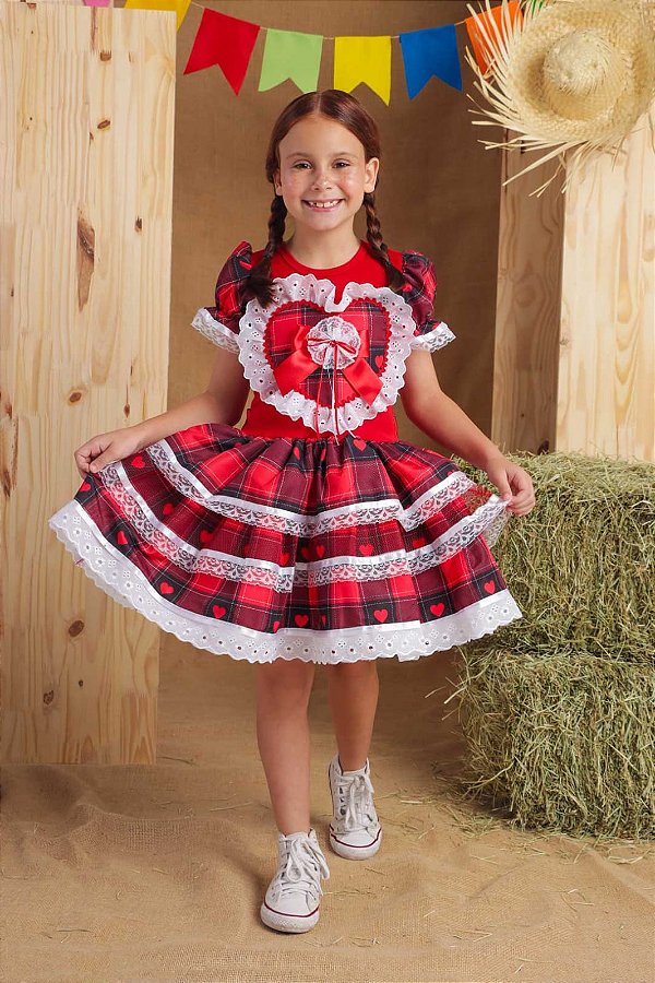 Vestido Xadrez Com Coracao Muvile-6001
