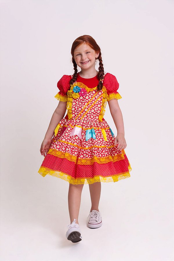 Vestido Avental Com Flores Muvile-6006
