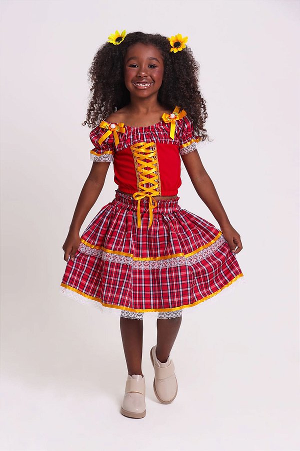 Conjunto Saia Xadrez Com Cropped Muvile-6007