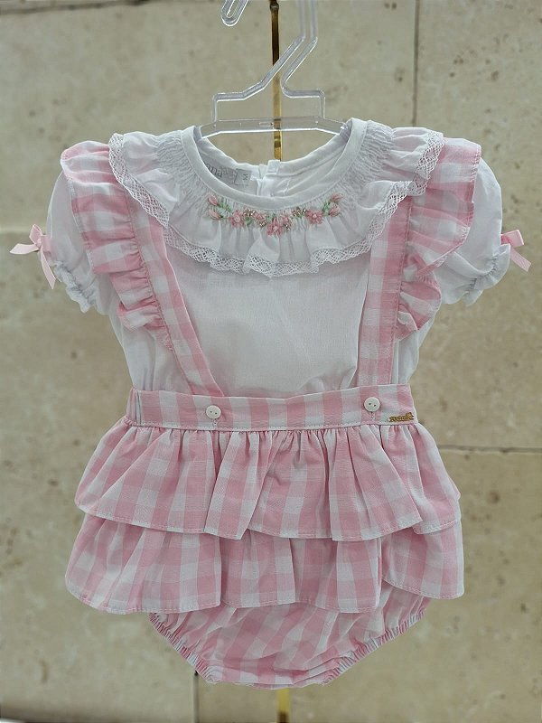Jardineira C/ Body Rosa Roana-2046