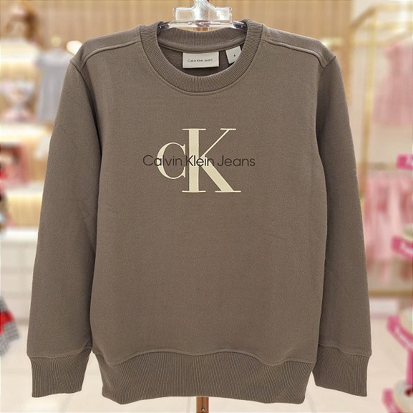 Moletom Boy Logo Reissue Caqui Medio Calvin Klein- Ckjj119h