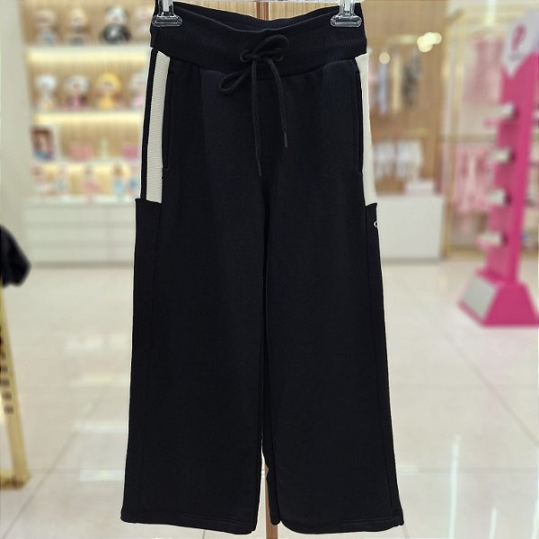 Calça Girl Moletom Retilinea Preto Calvin Klein-0260987
