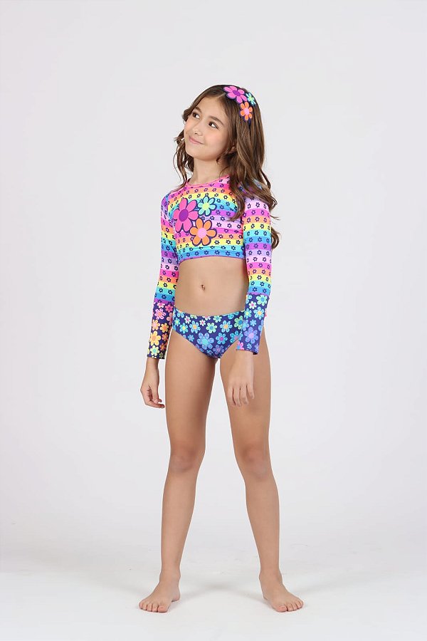 Biquini Cropped Ml Kids Fernanda Aplic Est Est Jardim Colorido Siri-40201