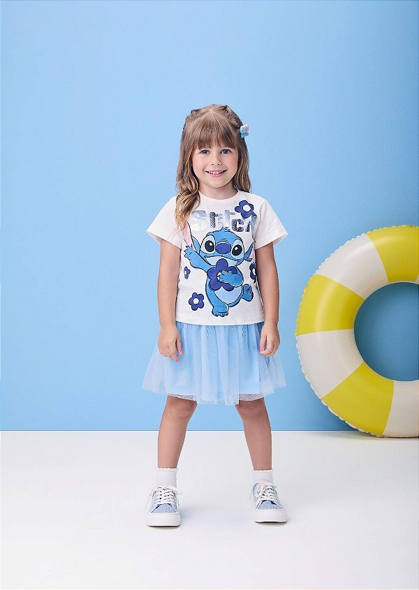 Cj Stitch Blusa  Saia  Azul Momi-j6865