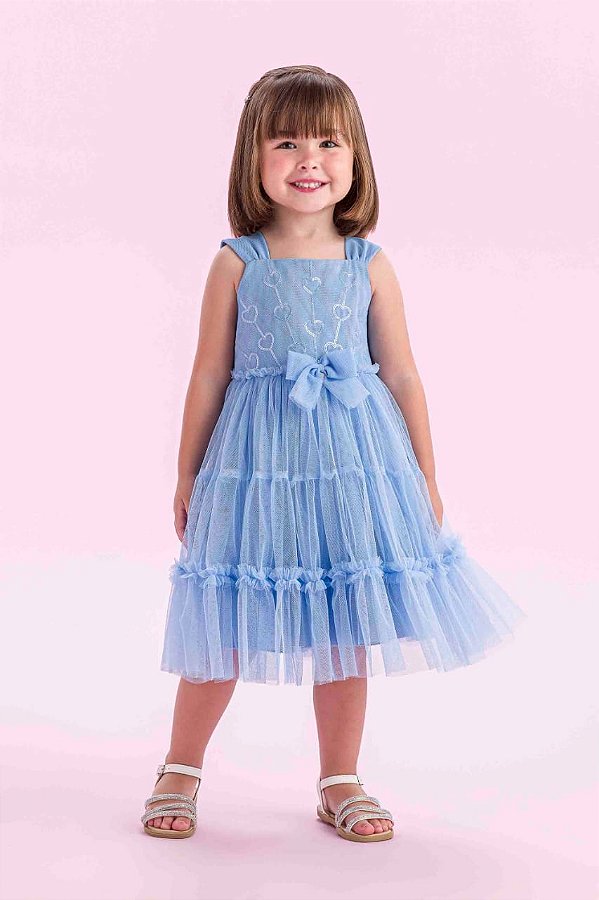 Vestido de Tule Azul Verão Petit Cherie- 27 090