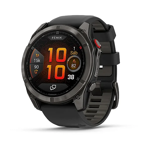 Relógio Monitor Cardíaco Garmin Fenix 8 Pro AMOLED Titanium Sapphire Preto 51mm