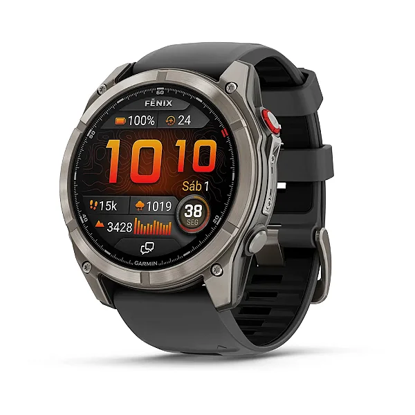 Relógio Monitor Cardíaco Garmin Fenix 8 Pro AMOLED Titanium Sapphire Grafite 51mm