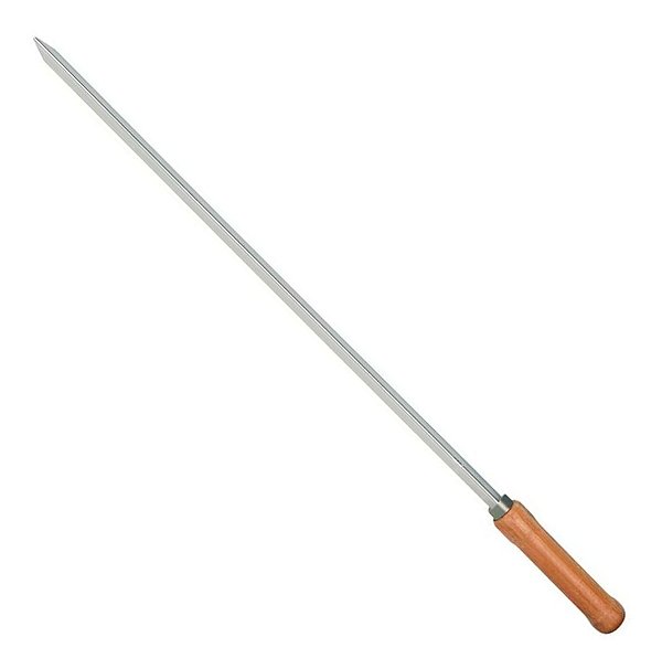 Espeto Simples Para Churrasco Aço Cromado Cabo Madeira 75cm