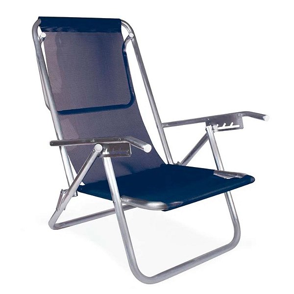 Cadeira Reclinável Com 5 Posições Alumínio Plus Azul MOR