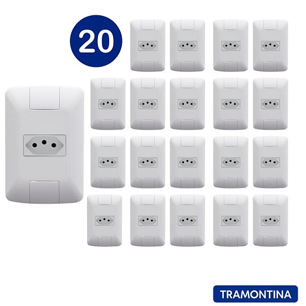 20 Conjunto 4x2 com 1 Tomada 2P+T Tramontina Aria 10v/250v