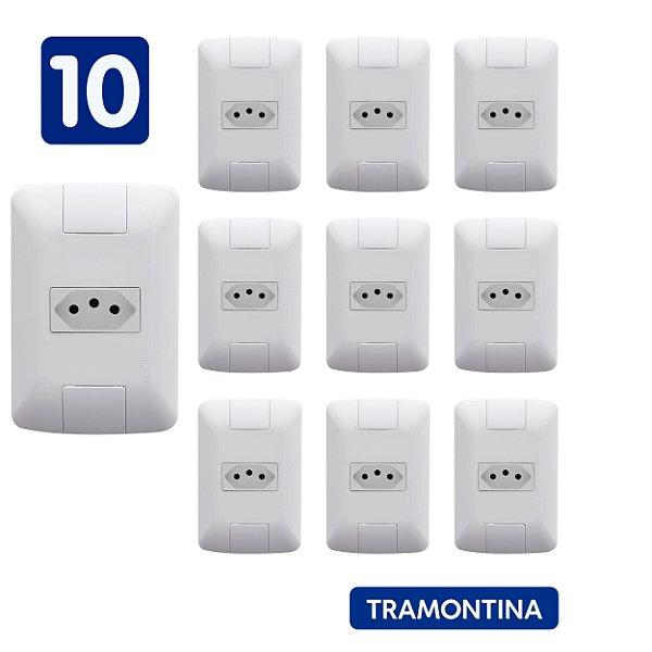 KIt 10 tomadas 2p+T Tramontina Branca 10v/250v