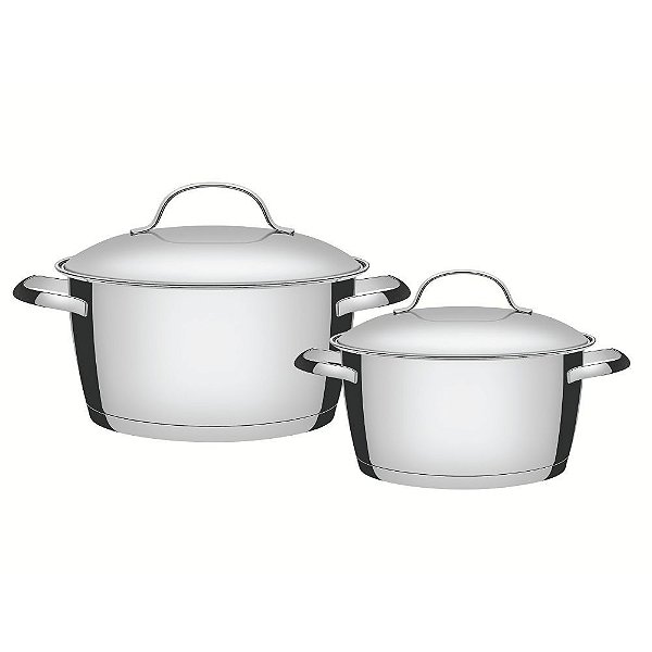 Conjunto de Panelas Allegra 3 Peças Aço Inox com Fundo Triplo