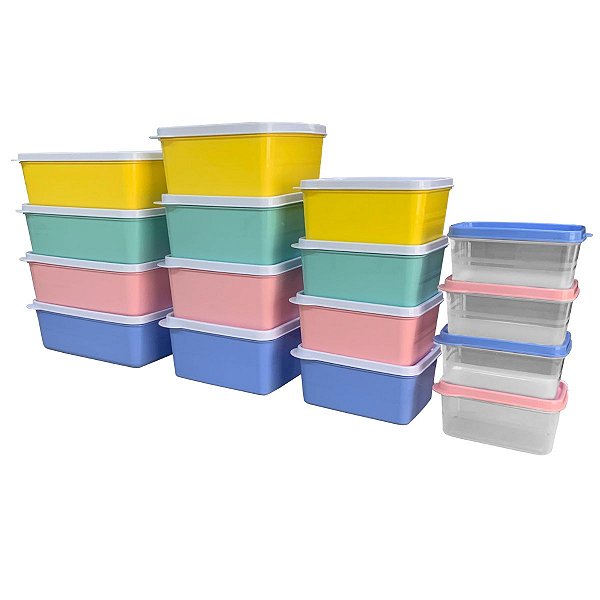 Kit 16 Potes Vasilha Marmita Freezer Academia Lanche Fitness