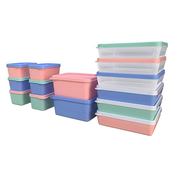 Kit 14 Potes Lancheira Infantil Lanche Escola Criança Fruta