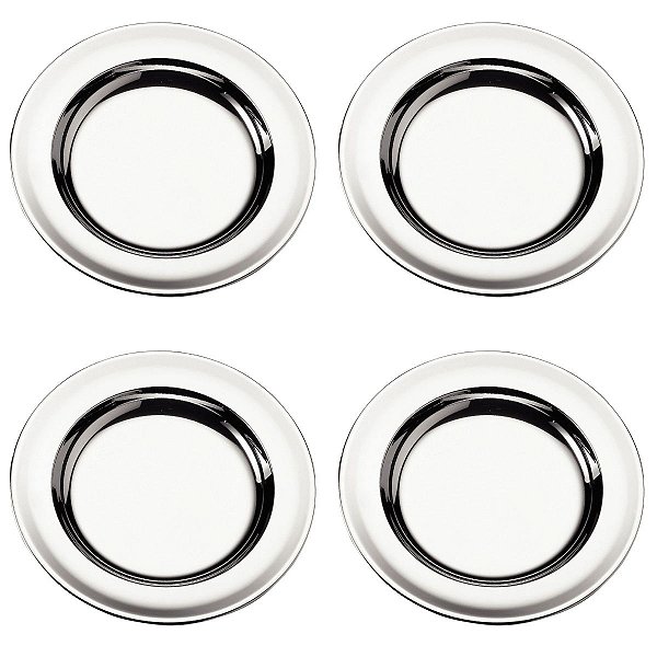Kit 4 Pratos Rasos Inox Tramontina Restaurante Bar Almoço