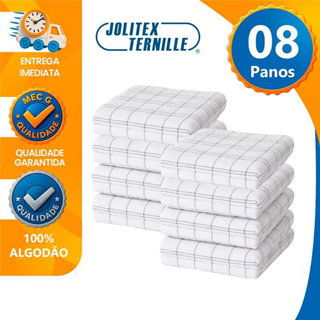 Kit 8 Panos de Prato Branco Atoalhado Grosso Felpudo Copa Toalha