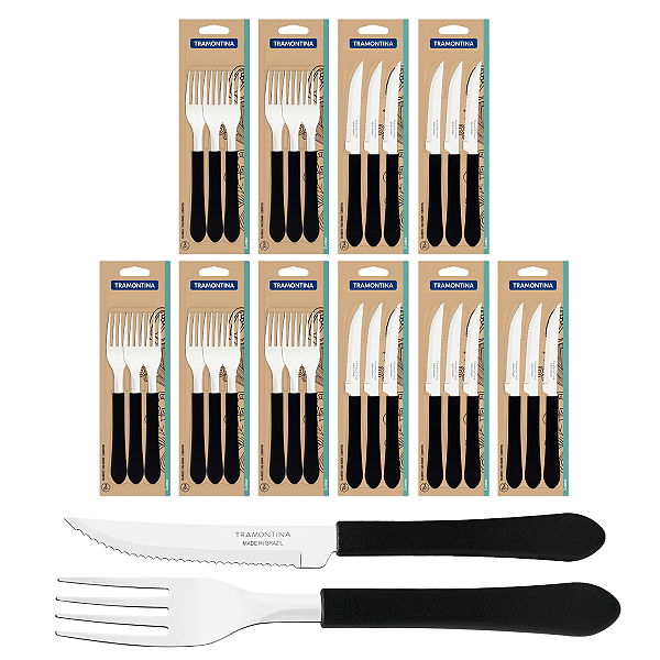 Kit 30 Talheres Restaurante Garfo Faca Carne Tramontina