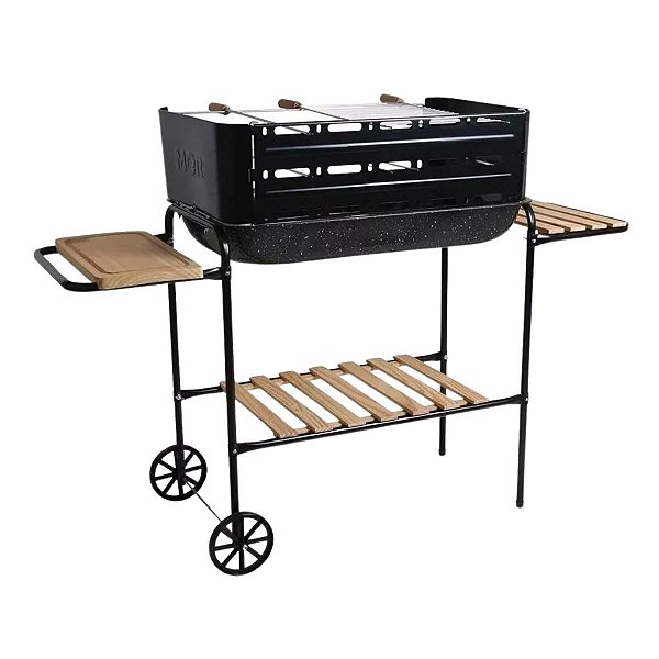 Churrasqueira Carrinho Churrasco Carne Rodeio Esmaltada Mor