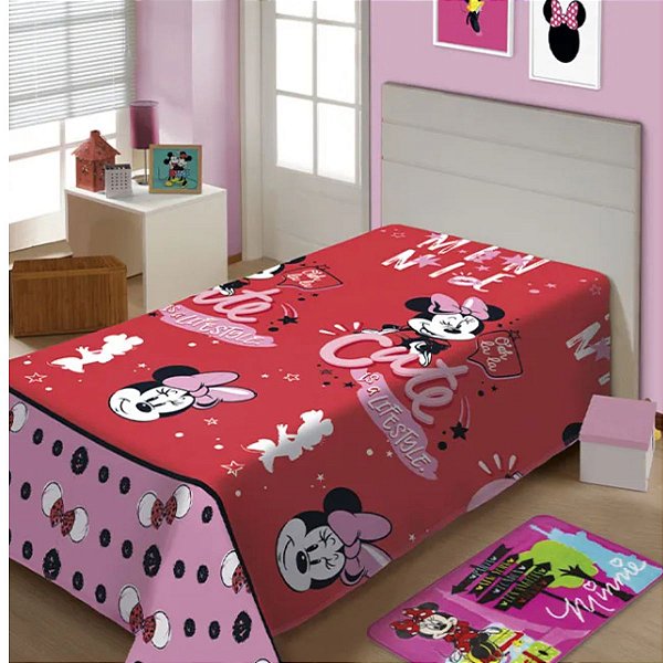Cobertor Manta Disney Minnie Infantil Cama Solteiro Macio