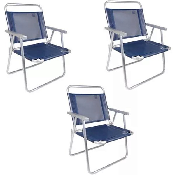 Kit 3 Cadeiras de Praia Oversize Alumínio  140Kg Mor