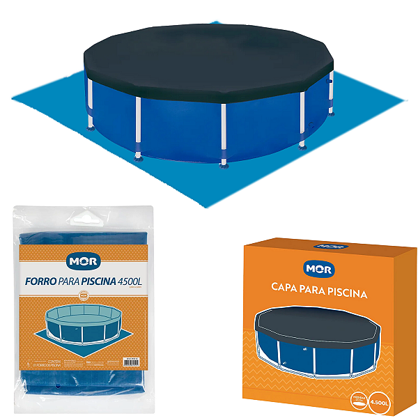 Kit Capa e Forro Protetor Piscina Infantil 4500L Redonda Mor