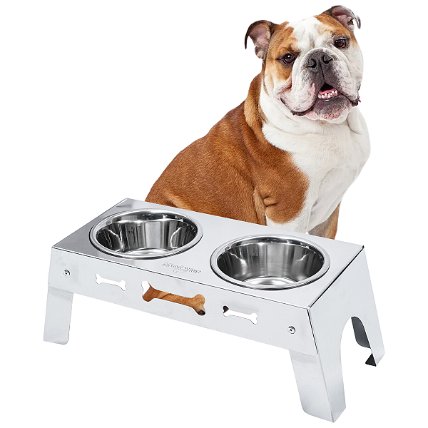 Comedouro Pet Table Duplo Cachorro 1400 mL Aço Inox Mec G