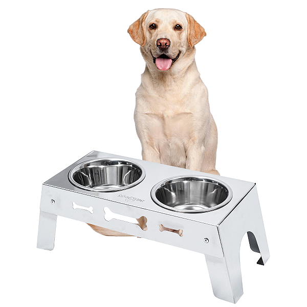 Comedouro de Cachorro Table Pet Aço Inox 2400 mL GG Mec G
