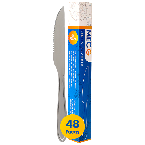 Conjunto 48 Facas De Mesa Jantar Almoço Inox Classic Mec G