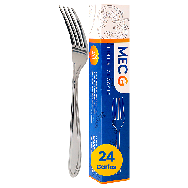 Kit C/ 24 Garfos De Mesa Jantar Aço Inox Linha Classic Mec G