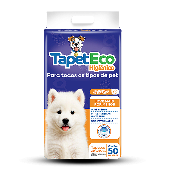 Tapete Higiênico Pet 50 Unidade 60x60 Absorvente Descartável TapetEco Mec G Pet
