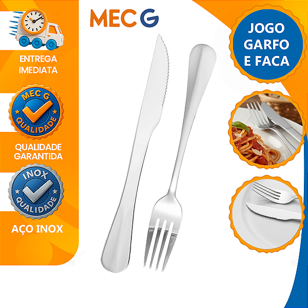 Kit Conjunto Talheres Garfo e Faca 12 Unidades em Inox Resistente Pesado Inox Grosso
