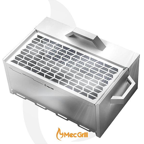Churrasqueira Ecológica Aço Inox A Carvão para Apartamento Sem Fumaça Ecolong 45x30cm Mec Grill